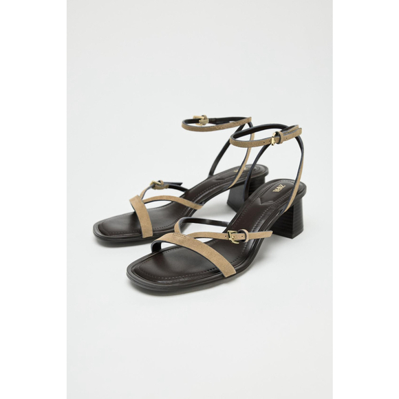 Zara Women Zara Strappy Suede Heeled Sandals Size 39EU 8 US
